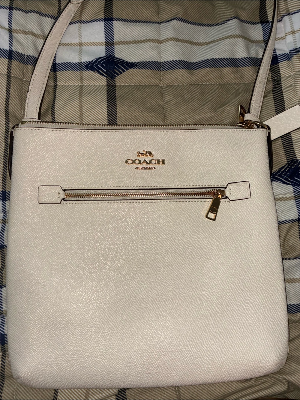 Coach Chalk Pebble Leather Crossbody with Gold Hardware